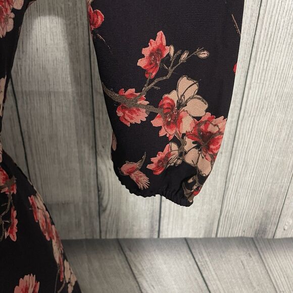 Skies are Blue Women's Medium Purple Floral Long Sleeve Knee Length Dress - Picture 6 of 9